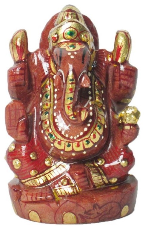 Hindu Ganesh Lord of New Beginnings Natural Gold Stone