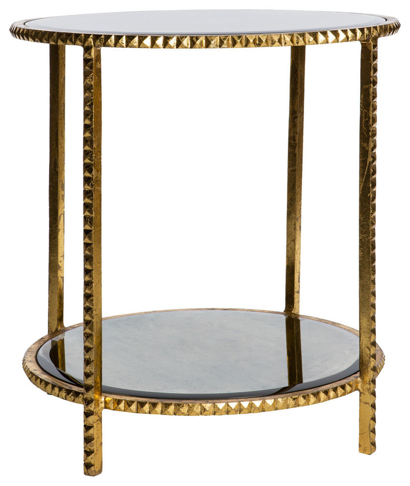 Studs End Table, Gold