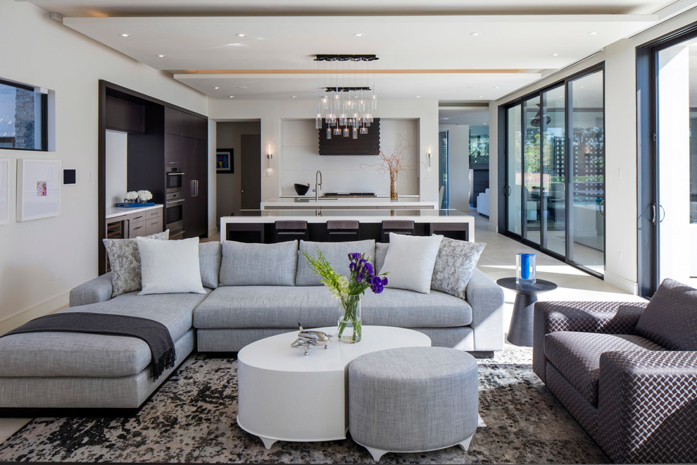 Large modern open concept family room in Orlando.