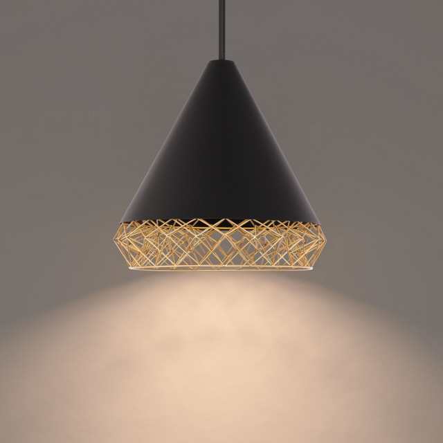 Lacey LED Pendant in Black/Gold