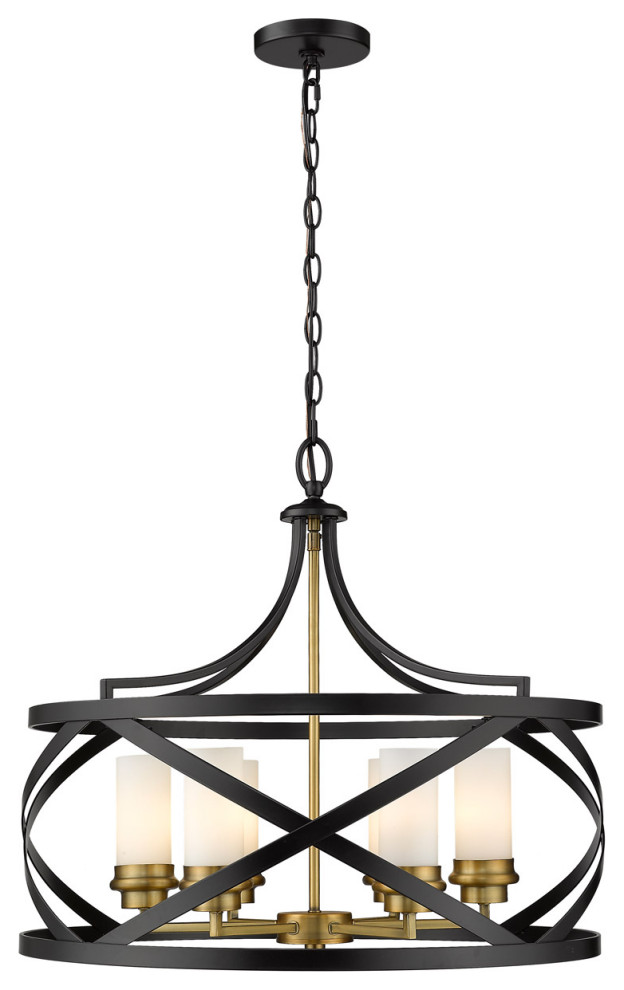 Matte Black and Olde Brass Tone Finish Pendants 24"Wid Steel Candelabra