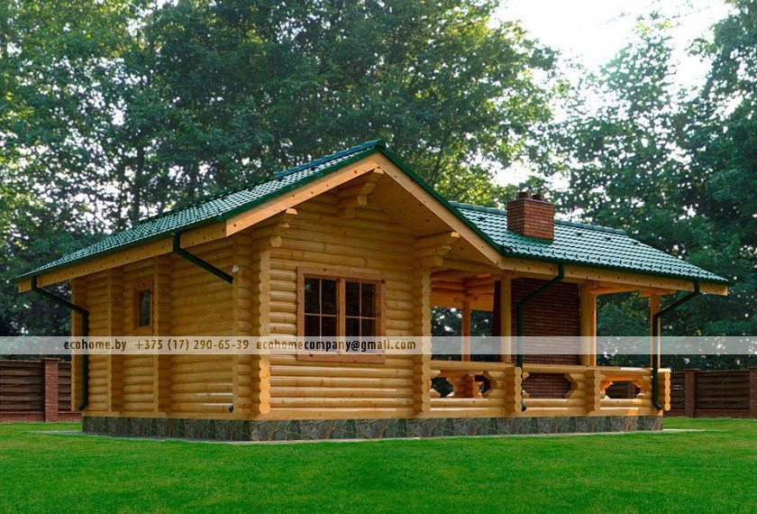 Проект бани из оцилиндрованного бревна B-40