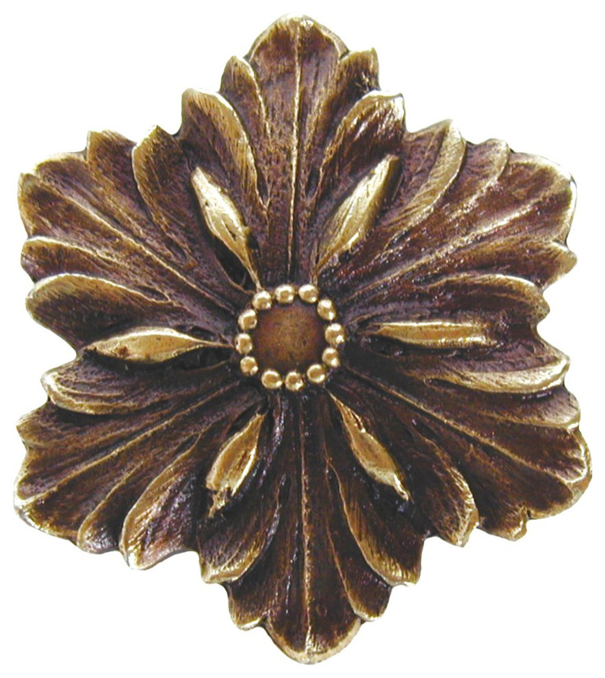 Opulent Flower Knob Antique Brass Traditional And Drawer