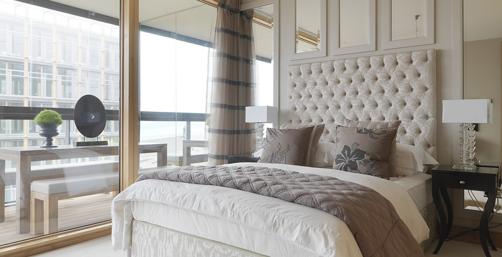 This is an example of a transitional bedroom in Dublin.