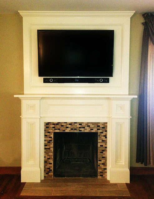 Custom Fireplace Surround - Traditional - Family Room - DC Metro - by FA Design Build Custom Fireplace Surround with glass mosaic tile (Daltile Coastal Keystones).