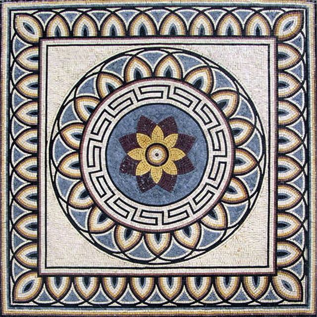 Greco-Roman Flower Mosaic - Aquila, 24"x24" - Contemporary - Tile