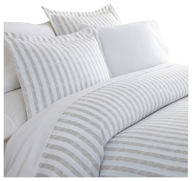 Becky Cameron 3 Piece Puffed Rugged Stripes Duvet Cover Set Becky Cameron 3 Piece Puffed Rugged Stripes Duvet Cover Set Light Gray Califor