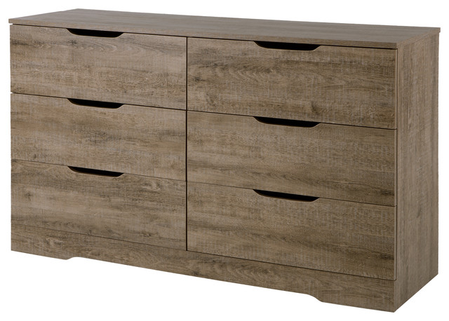 South S Holland 6 Drawer Double Dresser Weathered Oak Rustic South S Holland 6 Drawer Double Dresser Weathered Oak
