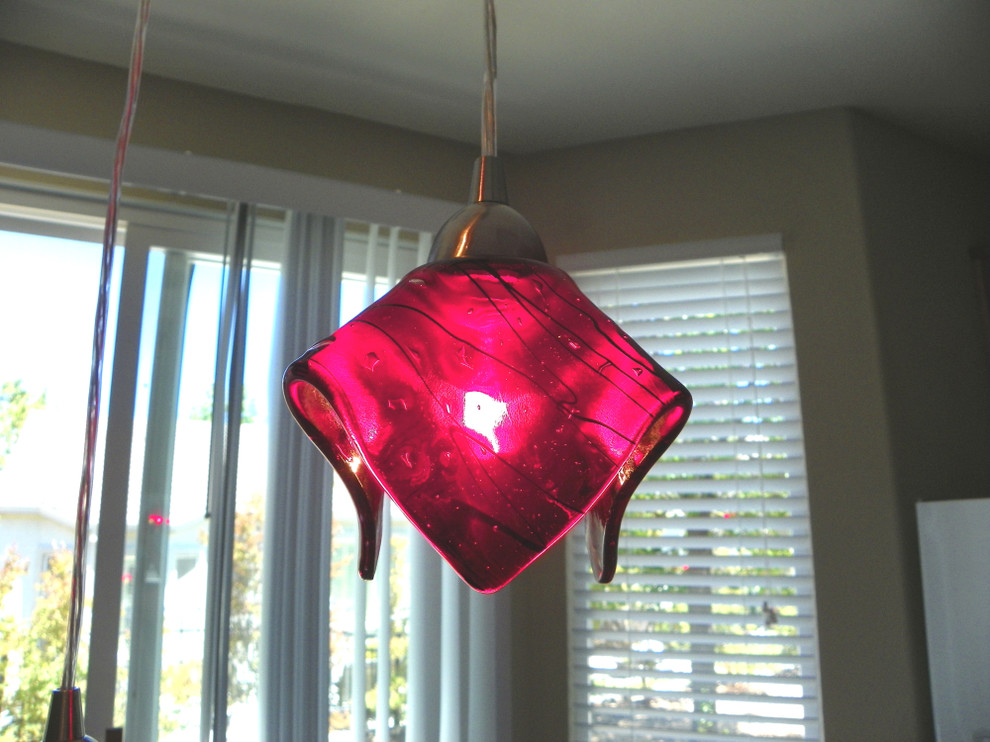 Ruby red pendant light by Uneek Glass Fusions