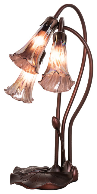 16 High Purple Iridescent Pond Lily 3 Light Accent Lamp