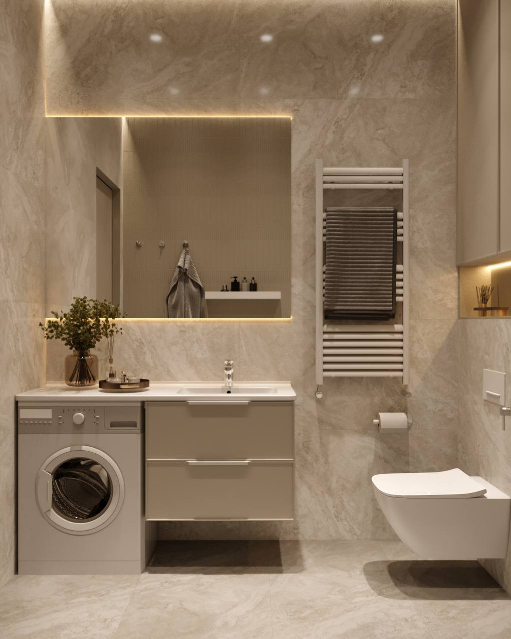 Современный интерьер в нюдовых тонах