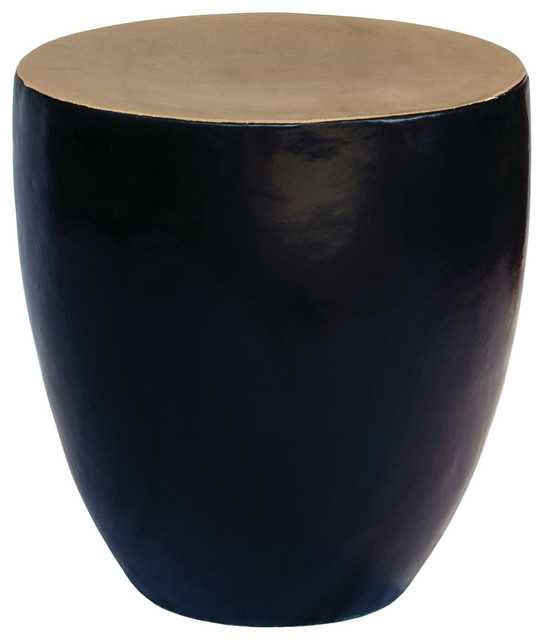 Palau Indoor/Outdoor Drum Table, Gloss Taupe, Matte Java Black