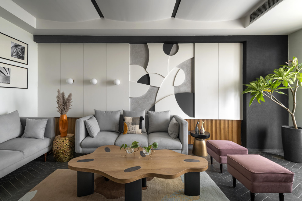 This is an example of a contemporary living room in Delhi.