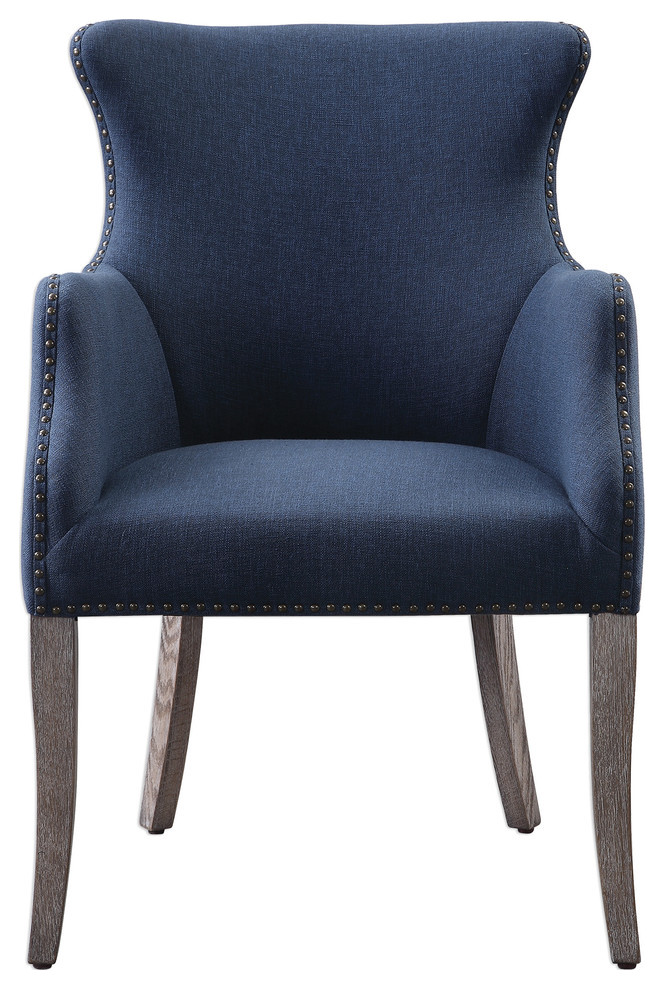 Uttermost Yareena Blue Wing Chair 23499 Contemporary Armchairs And