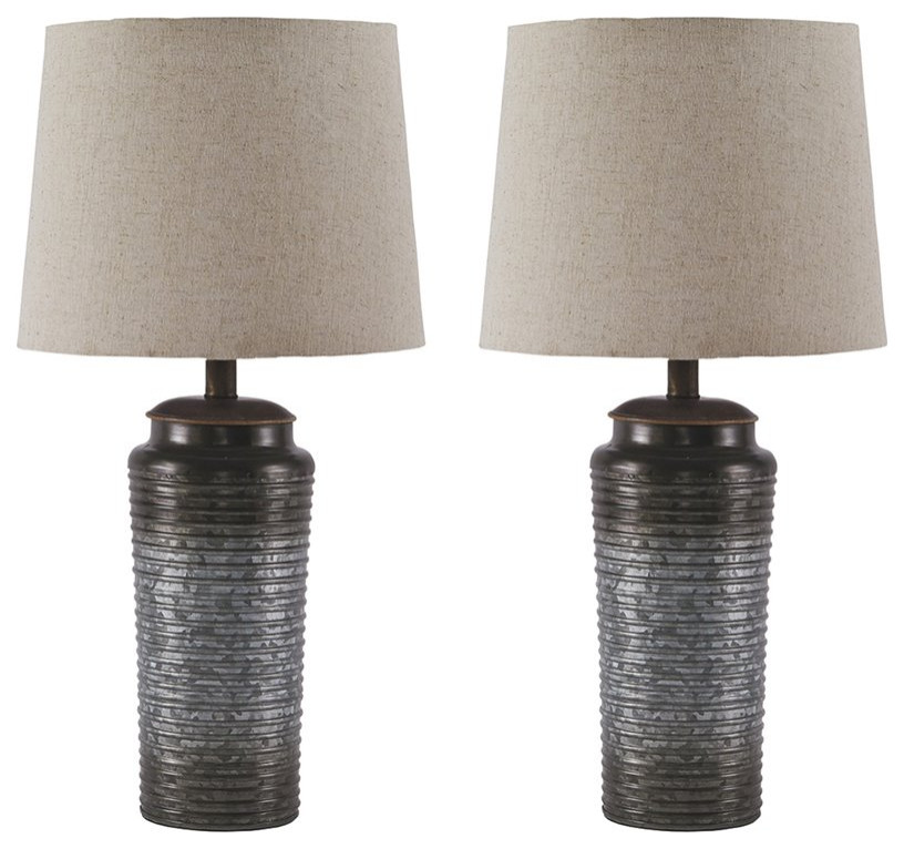 Ashley Furniture Norbert Metal Table Lamp in Gray (Set of 2)