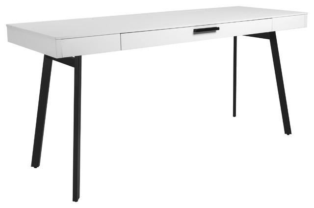 63 Modern White Office Desk With Black Legs Contemporary