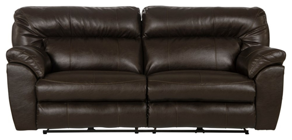 Catnapper Nolan Reclining Sofa In Godiva Brown Faux Leather Contemporary Sofas By 