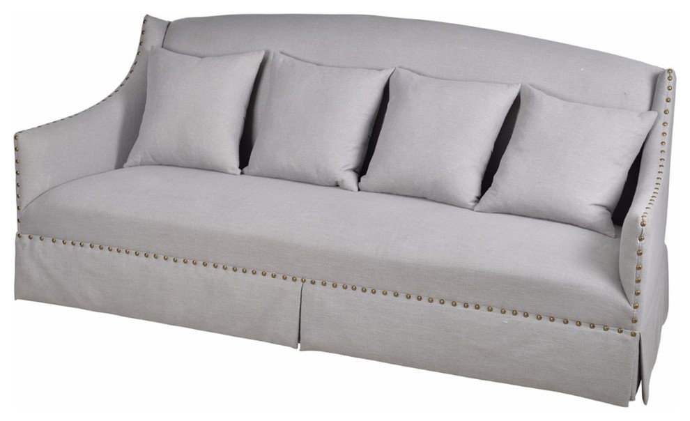 Polyester Wooden Sofa With Nailhead Trim Detail In Contemporary Style   Home Design 