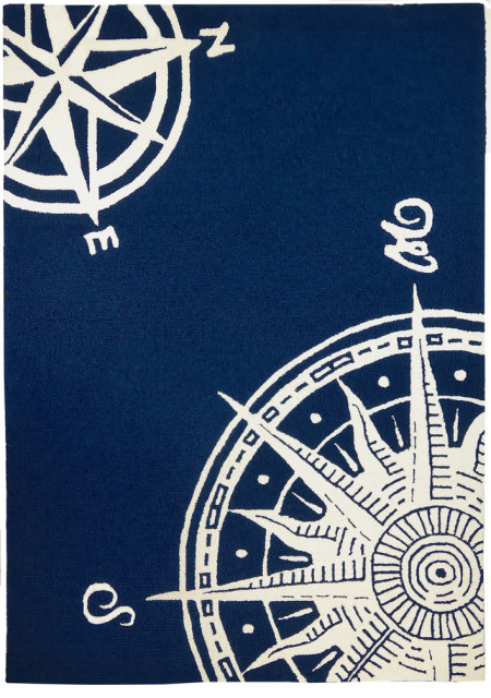 Homefires Sailor'S Compass Indoor Outdoor Area Rug, 8'x10' - Beach ...