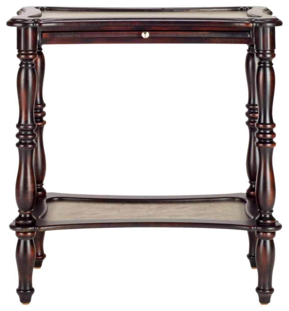 Gilreath Pullout Accent Table Dark Brown Traditional Side Tables