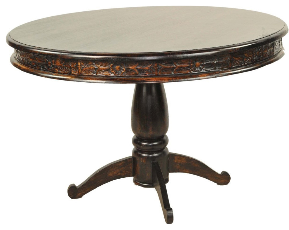 Savannah Dark Round Acacia Wood Dining Table