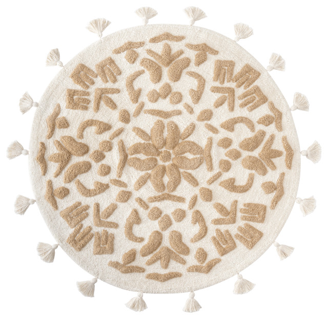 Cambridge Round Tufted Bath Mat With Tassels Contemporary Bath Mats