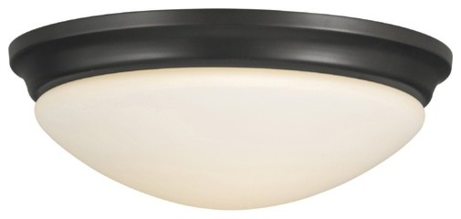 Modern Flushmount Light with White Glass in Oil Rubbed Bronze Finish