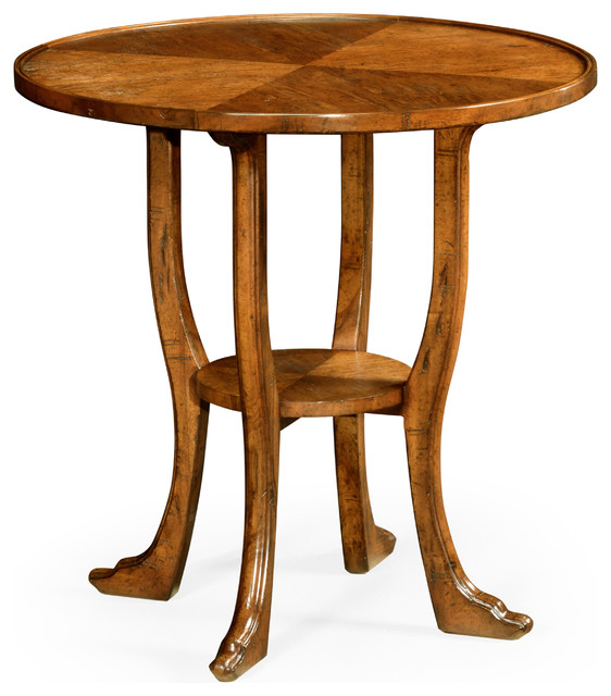 Country Walnut Round Lamp Table Traditional Side Tables And End