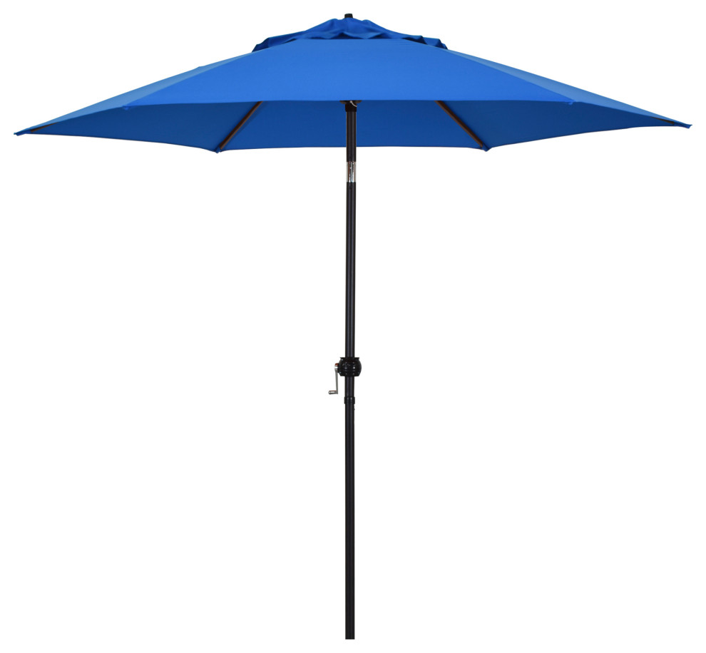 Astella 9' Round Outdoor Patio Umbrella With Push Tilt, Polyester, Pacific Blue