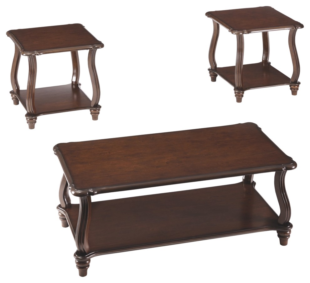 Carshaw Table Set, Coffee Table and 2 End Tables, Dark Brown