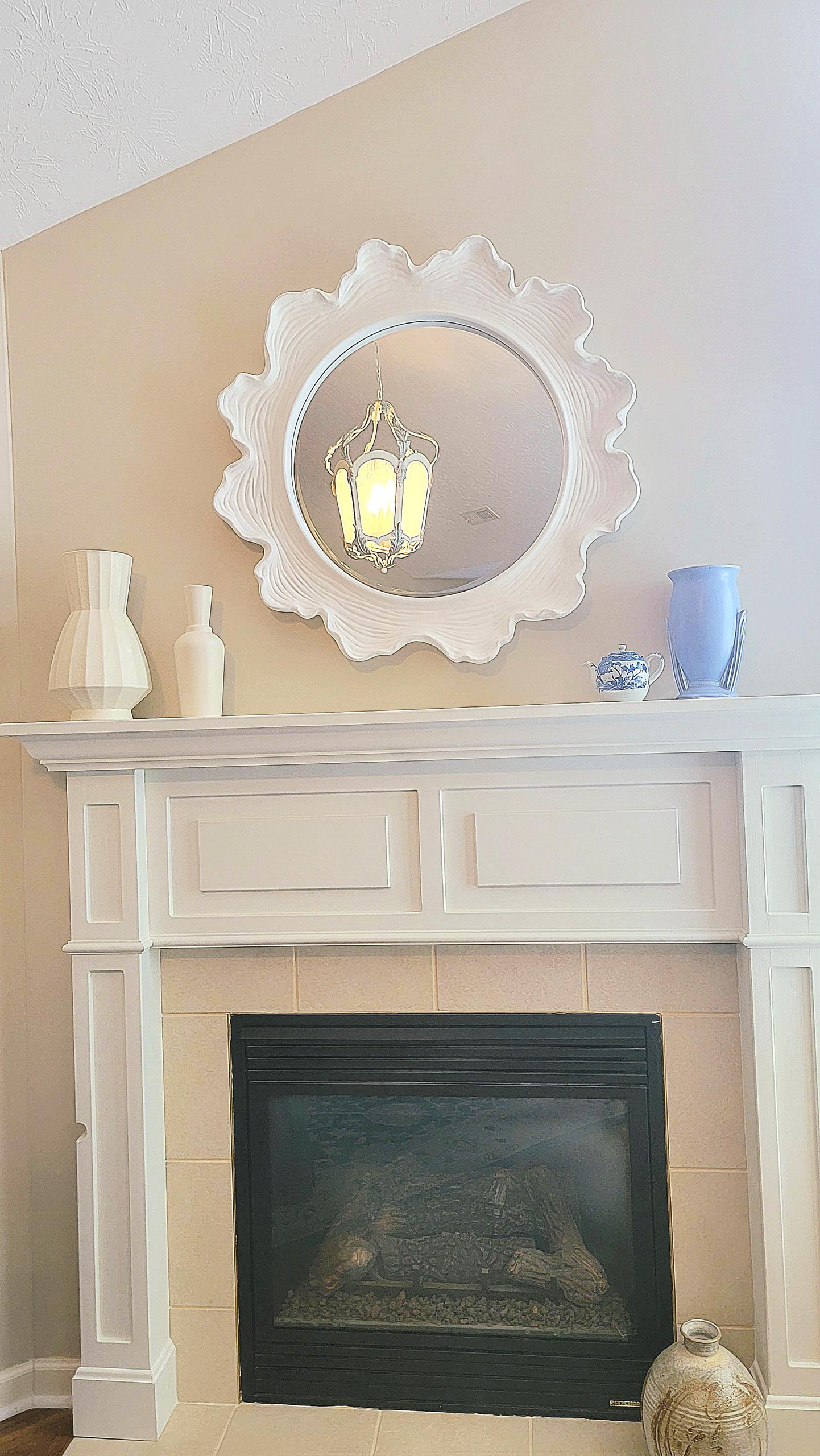 Cozy Shetland Cottage- Uttermost Mirror -Rookwood vase