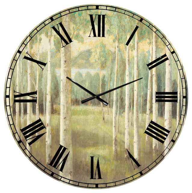 Aspens Neutral Forest Traditional Oversized Metal Clock, 23x23 ...