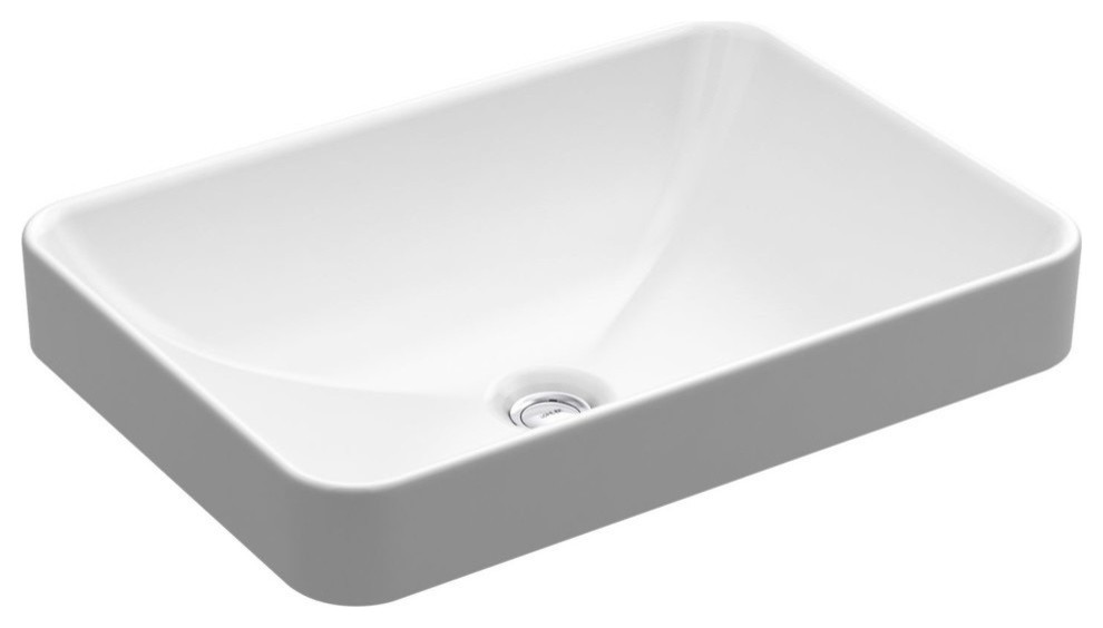 Kohler K 5373 22 5 8 Vox Rectangle Vessel Sink With Overflow White