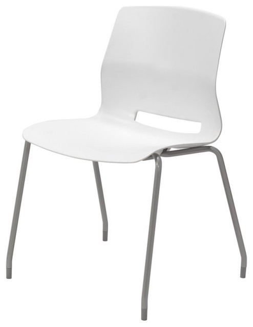 Olio Designs Lola Plastic Armless Stackable Chair in White