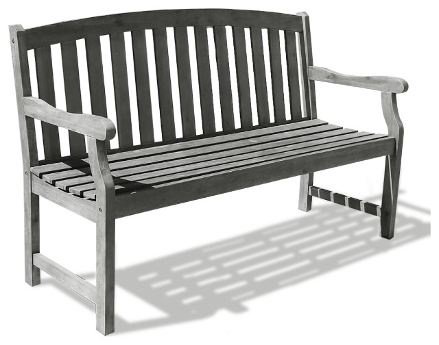 Fletcher Greywashed Farmhouse Wood Garden Bench for 3 Seaters