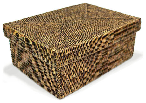 Rattan Rectangular Storage Basket With Lid Small Contemporary Rattan Rectangular Storage Basket With Lid Small Contemporary Decorative Bo By Hudson Vine