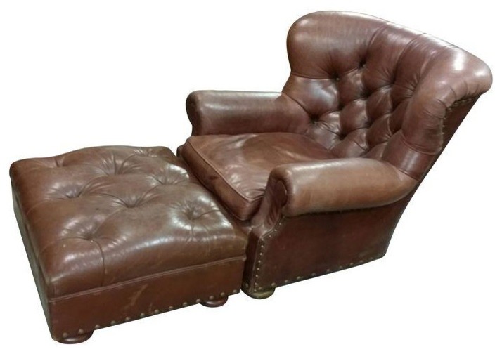 Pre-owned Vintage Ralph Lauren Leather Chair with Ottoman