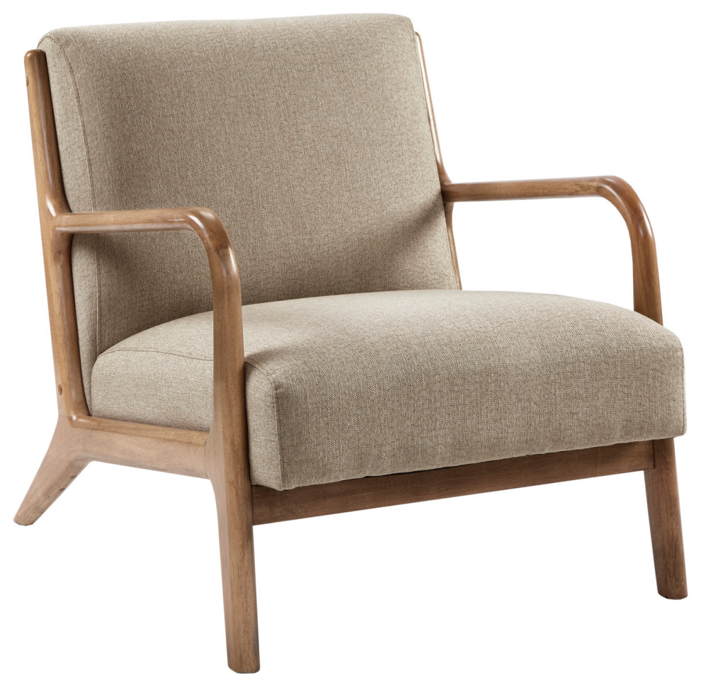INK+IVY Novak Mid-Century Modern Accent Lounge Chair, Natural Taupe
