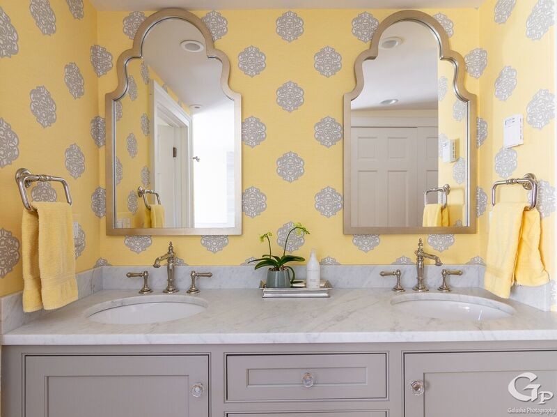 Yellow and Gray master bath