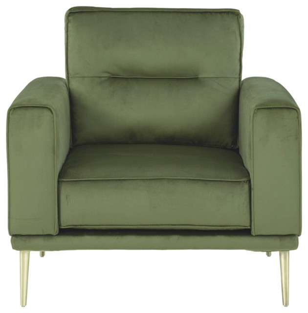 Modern Accent Chair, Cilindrical Metal Legs With Comfortable Velvet