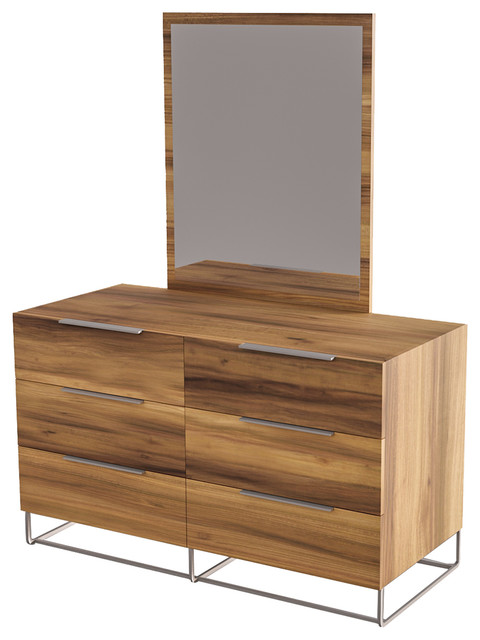 Nova Domus Lorenzo Italian Modern Light Oak Dresser And Mirror Set