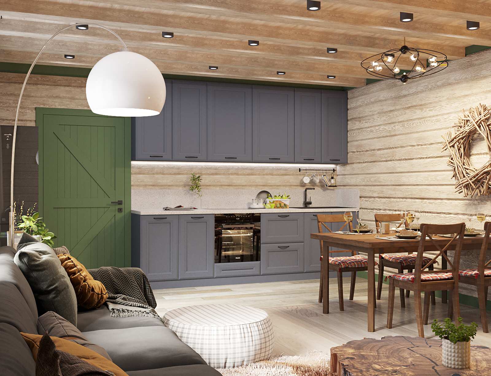 Брусовый дом выходного дня в Кантри стиле