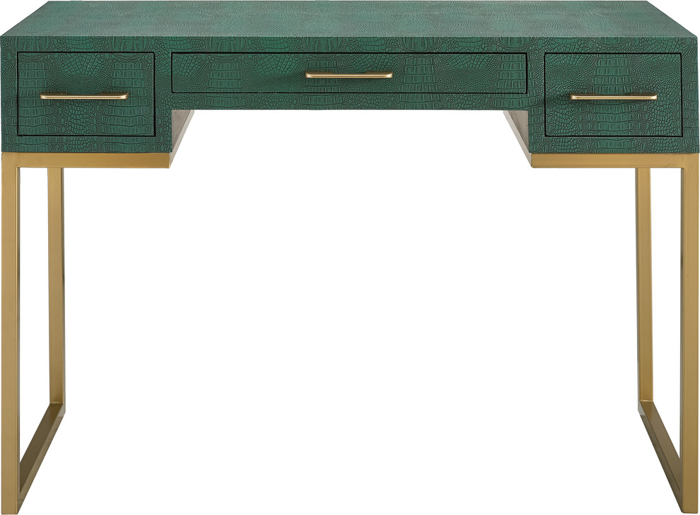 Carabelle Emerald And Gold Writing Desk With Drawers Contemporary Desks And Hutches By Hedgeapple