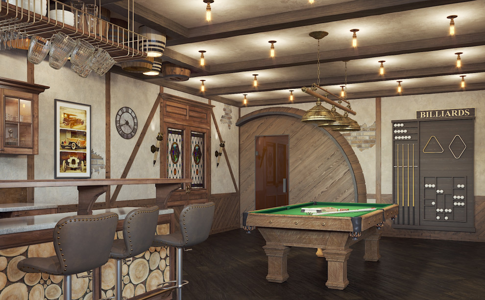 Бильярдная, вид на входную двухстворчатую дверь.