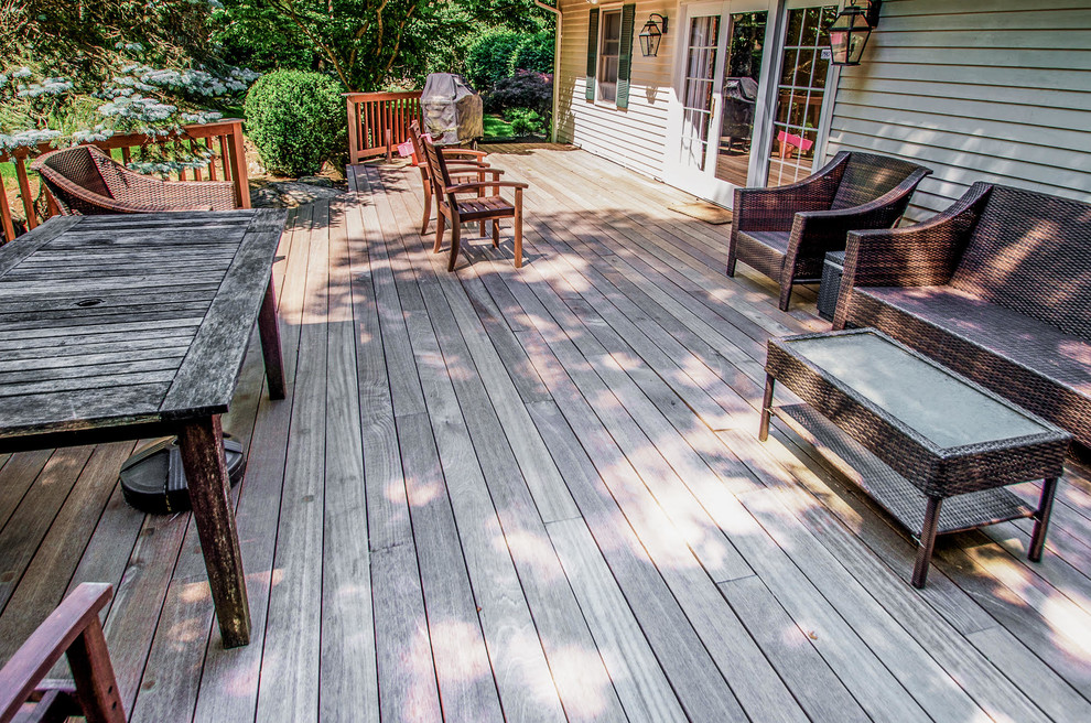 Deck - large transitional backyard deck idea in New York with no cover