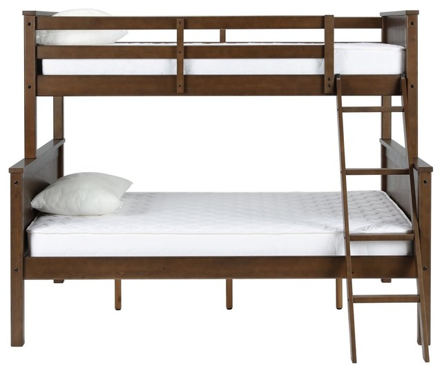 Dorel Living Agnes Twin Over Full Bunk Bed, Mocha Transitional Bunk