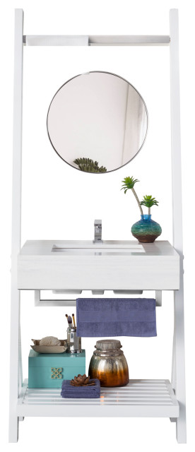 Lakeside 30" Single Vanity With Arctic Fall Solid Surface Top, Glossy White