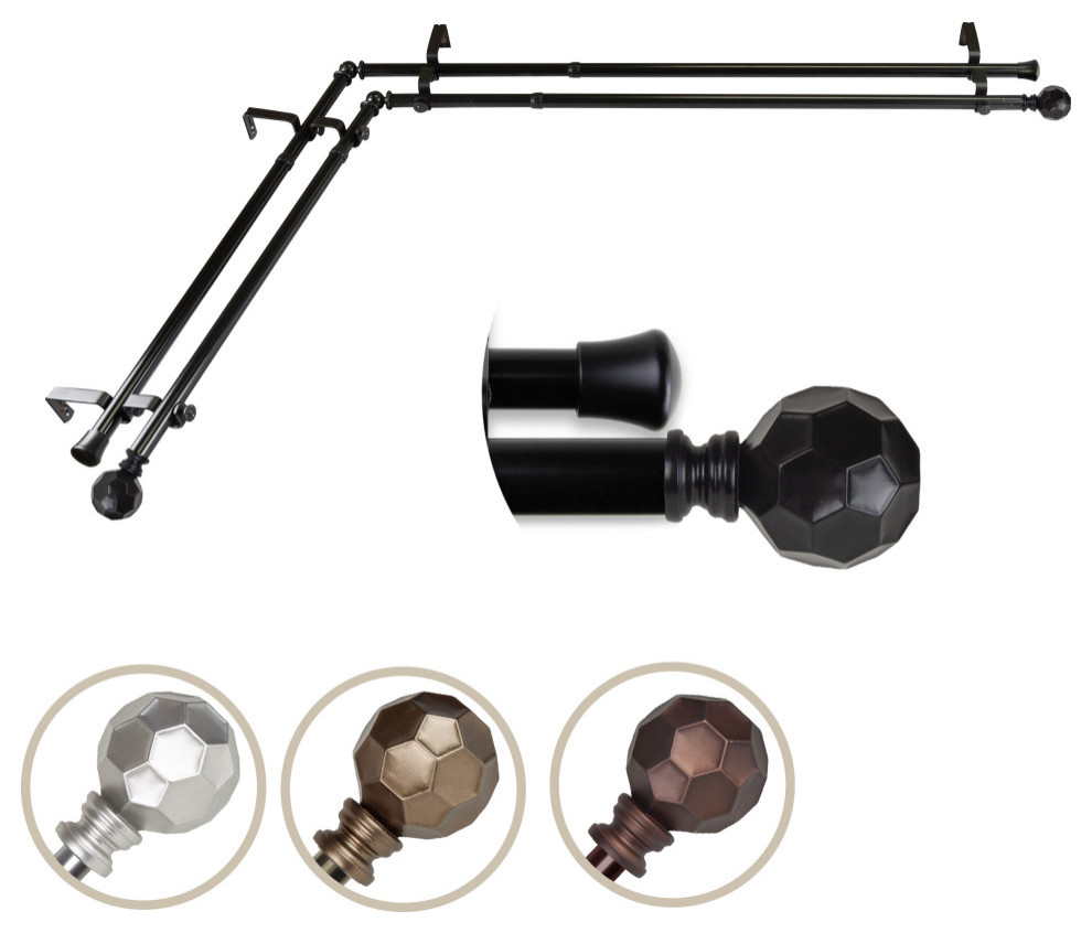 Remi Corner Window Double Curtain Rod 13/16" Diameter, 66120" Traditional Curtain Rods by