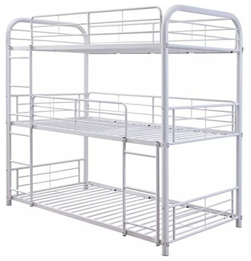 white metal triple bunk bed