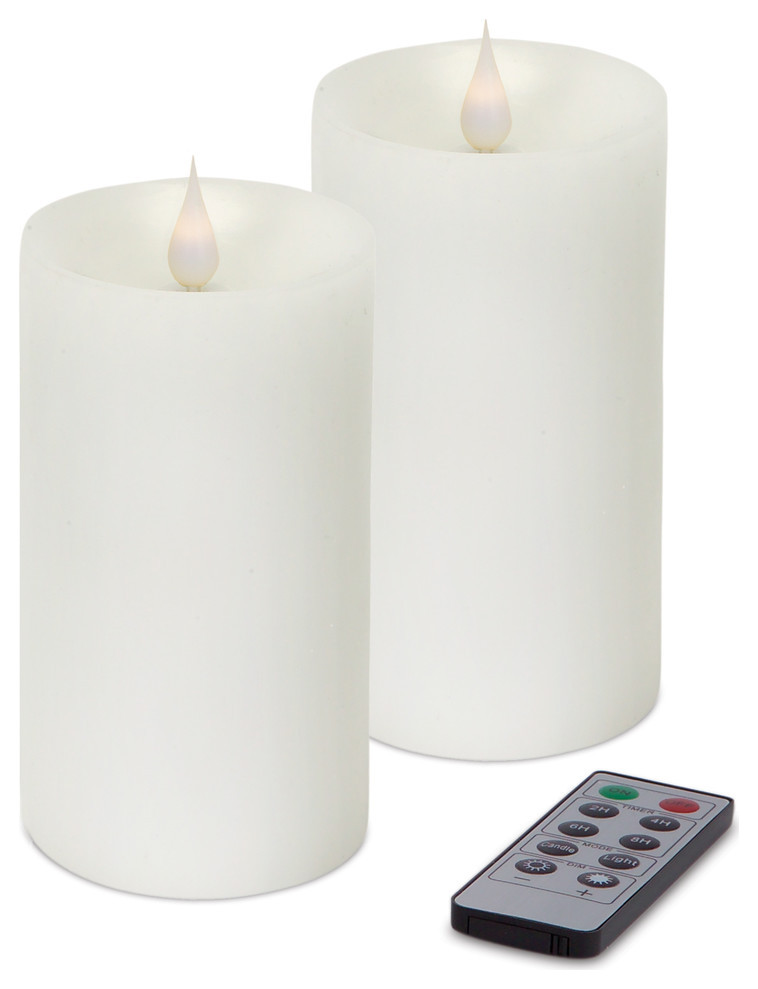 Simplux LED Pillar Candle WithMoving Flame, Set of 2, 3"Dx5"H